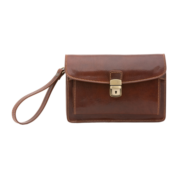 Borsa a mano  da uomo In Vera pelle Made in Italy 24x17x8 cm