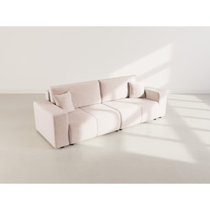 Nicole - Canapé droit 4 places convertible avec coffre en tissu - Taupe