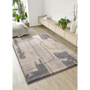 HELIA Alfombra shaggy abstracta en tonos grises, varias medidas disponibles
