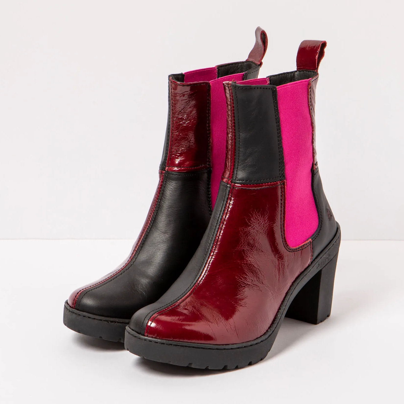 Botines con tacón 1762 NAPPA-FLASH BURDEOS-BLACK/ TRAVEL color Burdeos-black