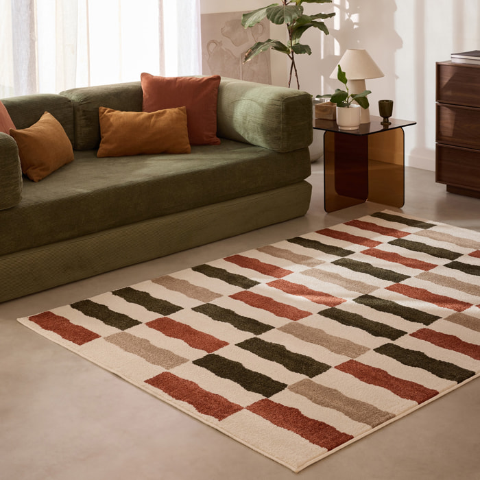 SANTAL - Tapis de salon multicolore à rayures