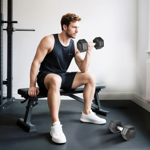 Lot de 2 haltères hexagonales 12,5 Kg - hexagon dumbbell musculation fitness - fonte caoutchouté