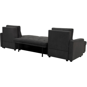Canapé panoramique convertible avec coffres de rangement "Antoine" - 5 places - Gris foncé