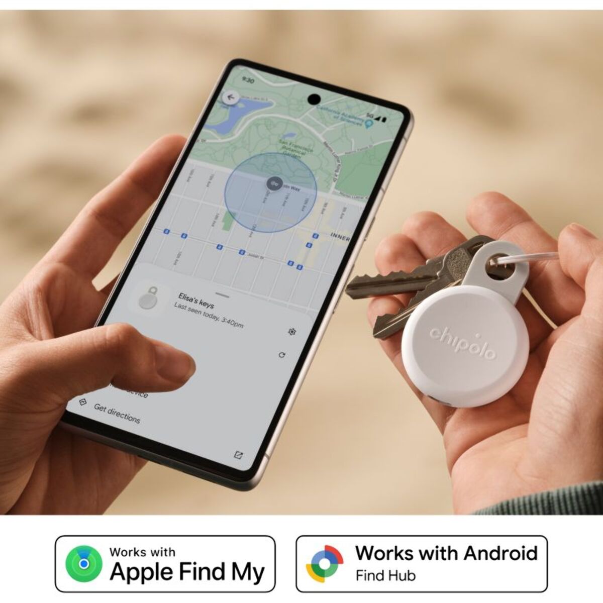 Tracker GPS CHIPOLO Loop rechargeable USBC blanc