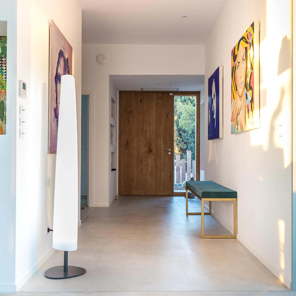 Lampadaire lumineux design fin filaire pour extérieur éclairage puissant LED blanc BAY H160cm