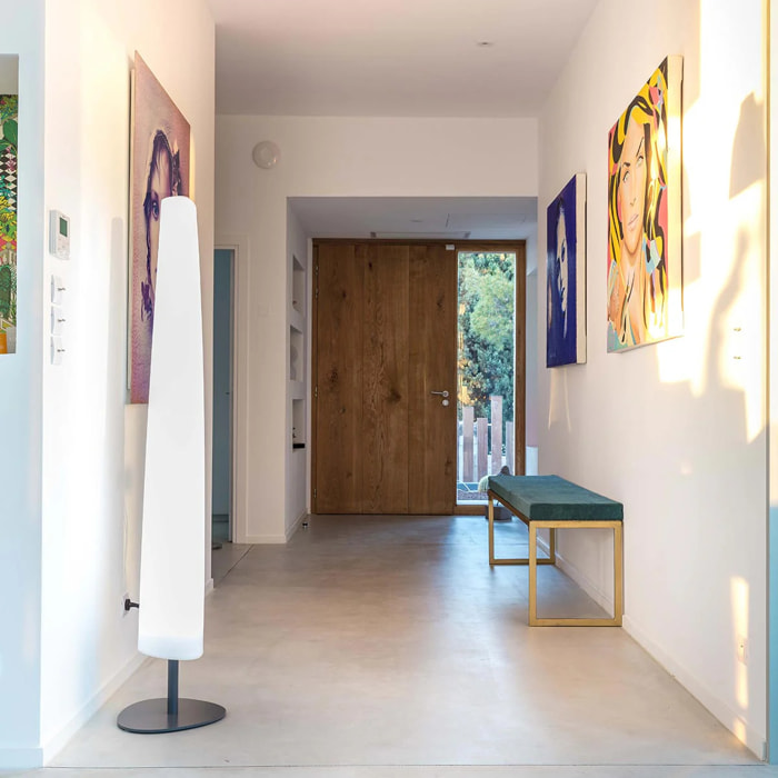 Lampadaire lumineux design fin filaire pour extérieur éclairage puissant LED blanc BAY H160cm