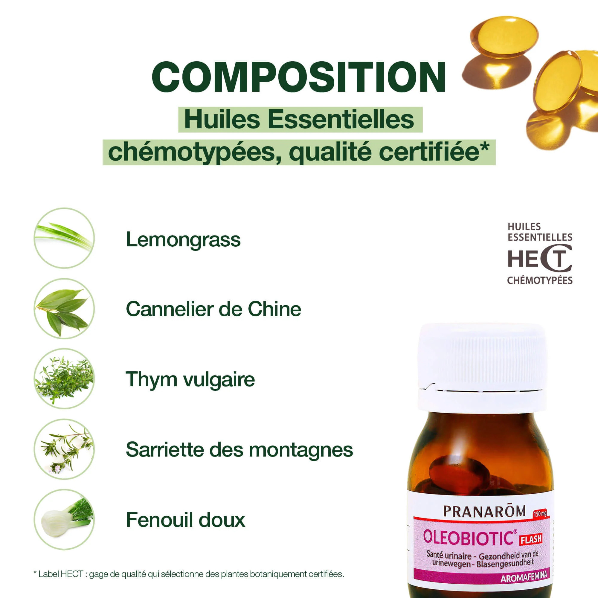 Pranarom - Oleobiotic® santé urinaire FLASH - 15 capsules