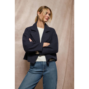 Abrigo corto Lona azul marino cruzado abotonado y detalles Polo Club