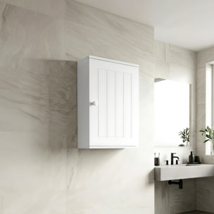 Armario de Baño de Pared, Mueble de Baño Colgar, Puerta con Cierre Suave, Estante Ajustable, para Cocina, Lavadero, 30x14x50 cm, Blanco
