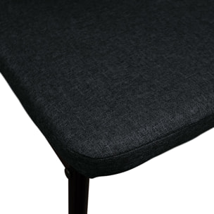 Set di 6 sedie AMSTERDAM in tessuto nero e gambe in metallo nero