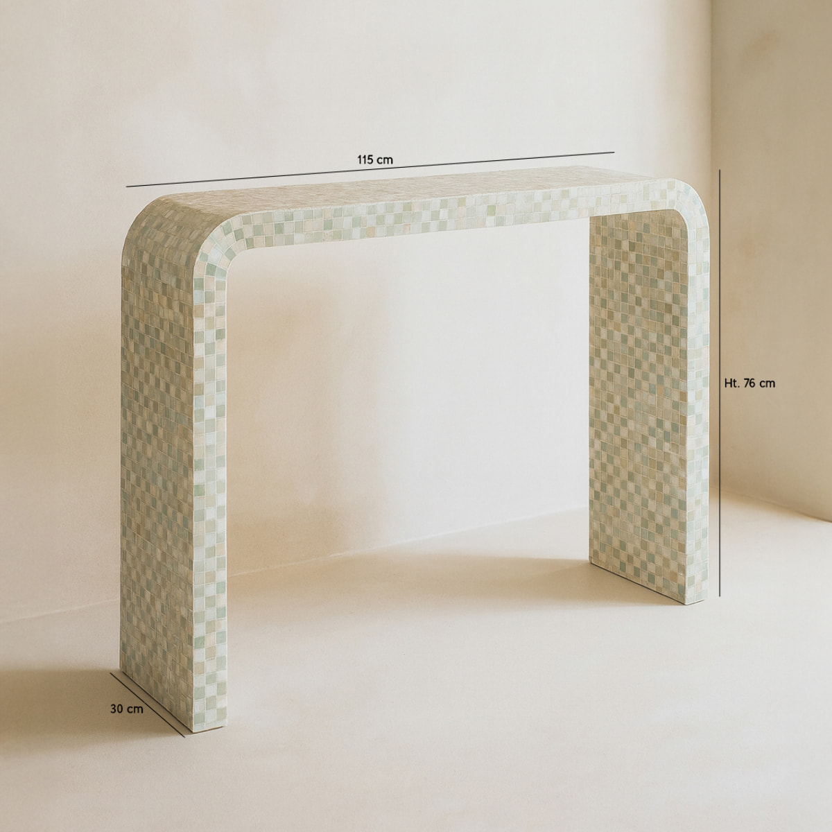 Console en coquille de capiz verte ZINA