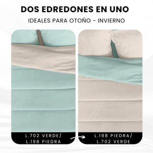 Edredón Bicolor - 300 Gr - 100% Microfibra Poliéster - L.702 Verde/L.198 Piedra