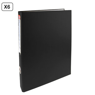 PACK 6 Uds. CARPETA Fº 2 ANILLAS NEGRO