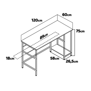 Hanami - Scrivania in stile industriale, scrivania per computer, 120x60xH75 cm