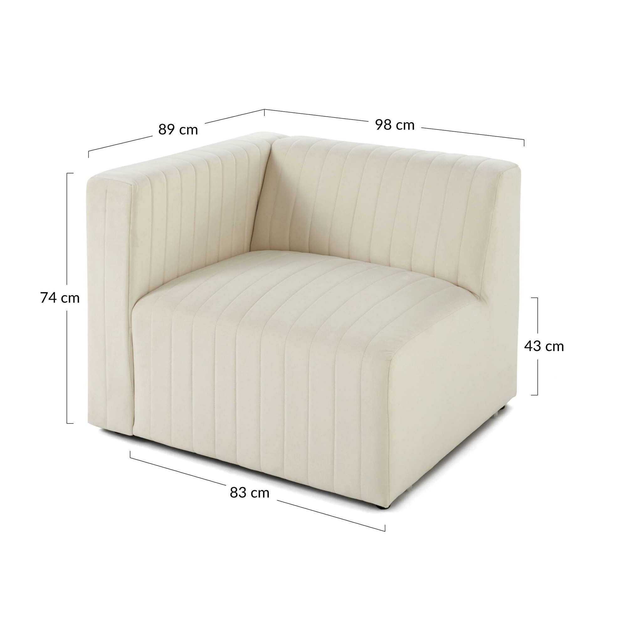 Nova - module d'assise gauche - en velours - Rouge