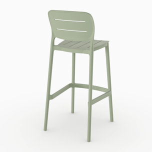 Lot de 2 chaises de bar de jardin 75 cm en plastique vert pastel - Lola
