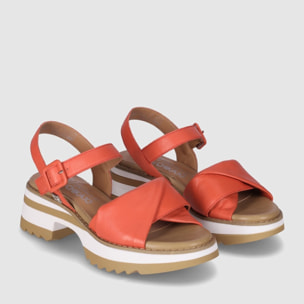 Sandalias de Piel - Rojo - Tacón: 4 cm