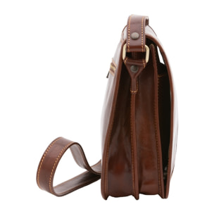 Borsa a tracolla uomo in vera pelle - Modello False - Made in Italy - 23.0 x 20.0 x 9.0 cm