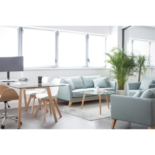 Chaises scandinaves gris et bois clair massif (lot de 4) PAULINE