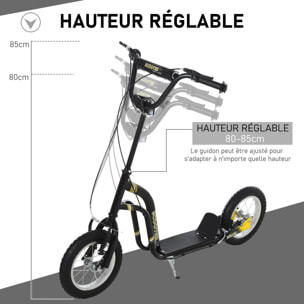 Trottinette pour Enfants Plus de 5 Ans Grands Pneus Guidon Réglable