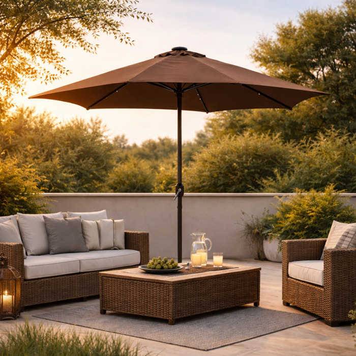 Parasol marron rond 2,66 x 2,66 m led FEIRO