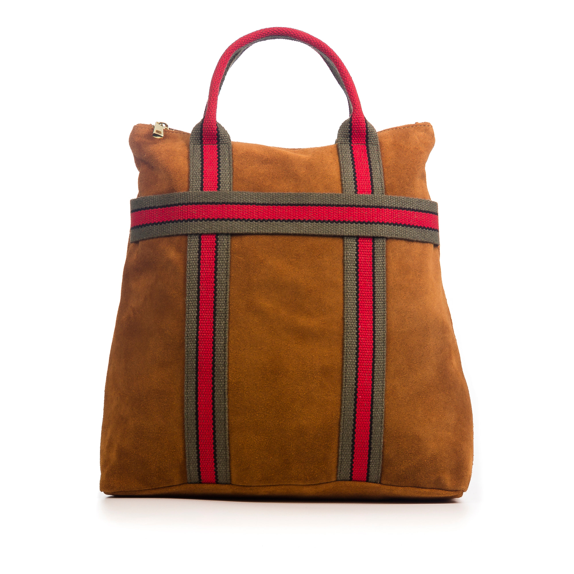 FIRENZE ARTEGIANI Borsa Zaino Venusta da Donna. Vera Pelle Scamosciata Premium Tela Stampata Made in Italy 35x10x35 Cm. Colore: pelle