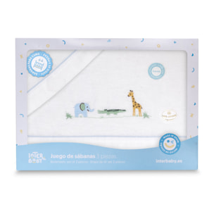 Triptico Coche Franela Jirafsa Savanna Bco/Azul