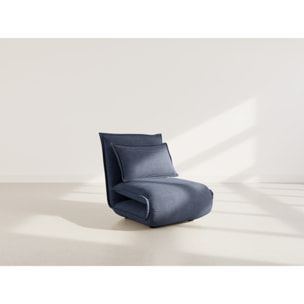 Candice - Banquette 1 place convertible clic-clac en velours côtelé - Bleu nuit