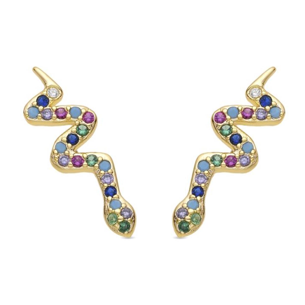 Pendientes acabado oro amarillo de 18k y Circonita Multicolor