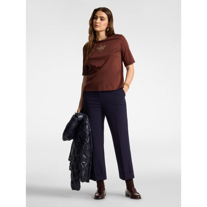 Elena Mirò - Pantaloni chinos in punto milano misto viscosa - Blu