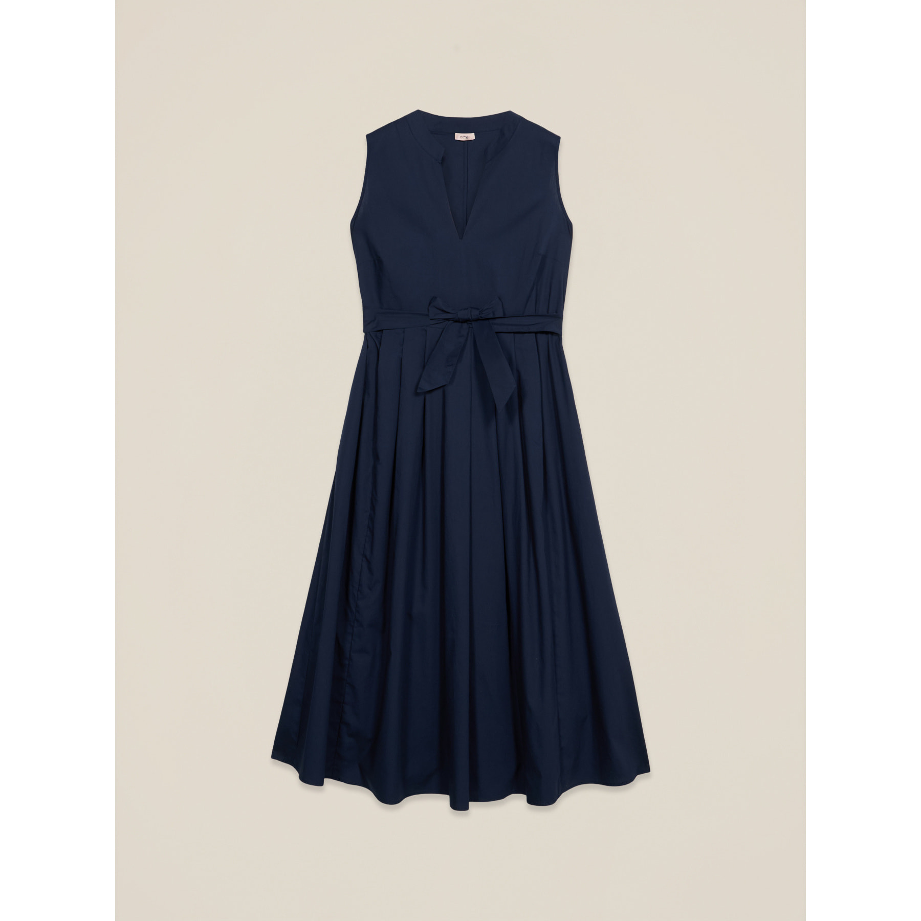 Oltre - Vestido midi de popelina con cinturón - Azul