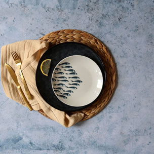 Lot de 6 assiettes à dessert motif marin en porcelaine 20cm PESCARE