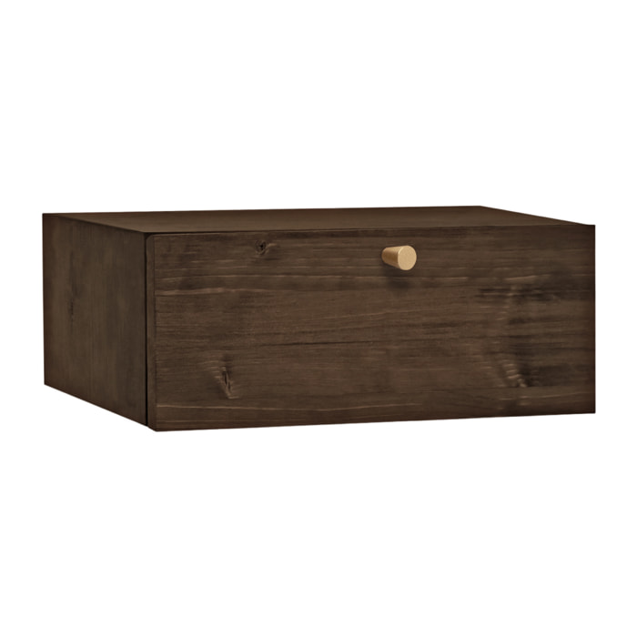 Tablette murale flottante avec poignée en bois massif couleur noyer de 15x40cm Hauteur: 15 Longueur: 40 Largeur: 25