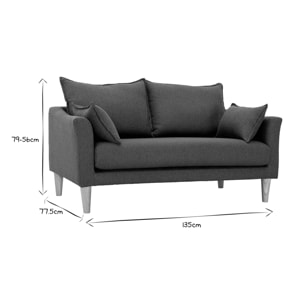 Canapé scandinave 2 places en tissu vert kaki et bois clair KATE