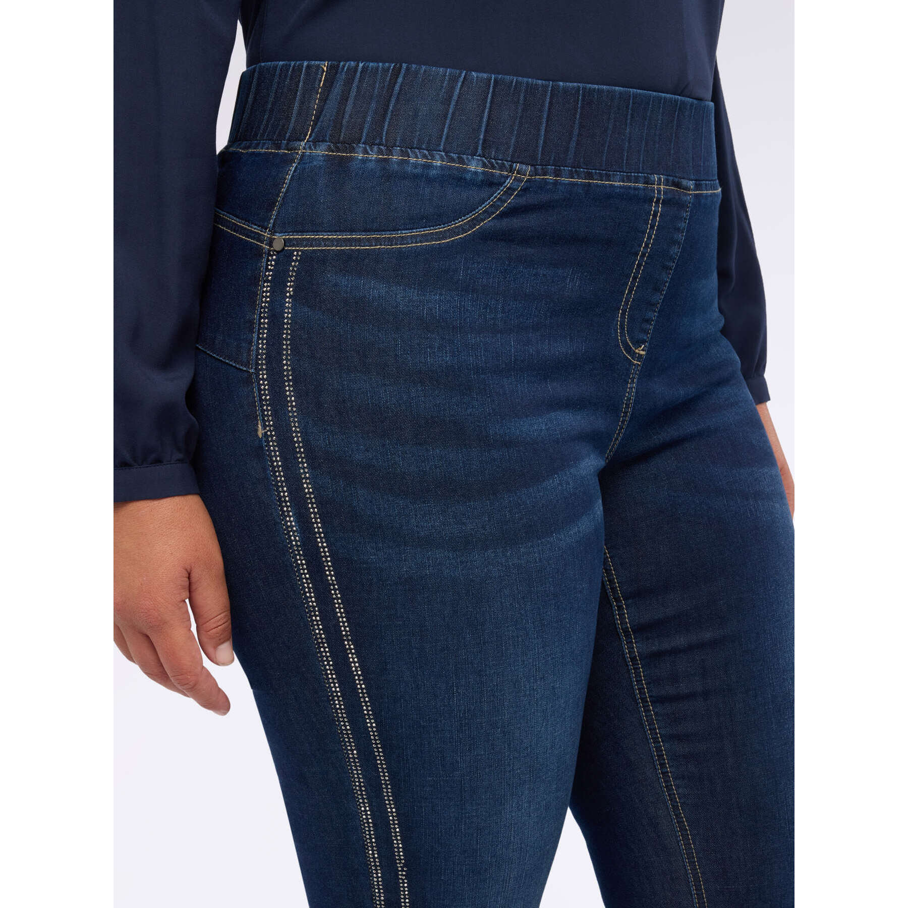Fiorella Rubino - Jeggings con strass laterale - Blu