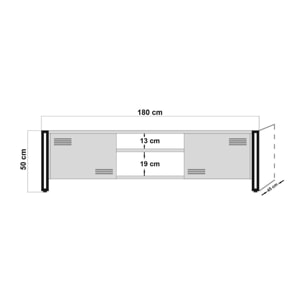 Mobile porta TV Dperott, Credenza da soggiorno, Armadio basso per TV, Base parete attrezzata, 180x45h50 cm, Quercia e Nero