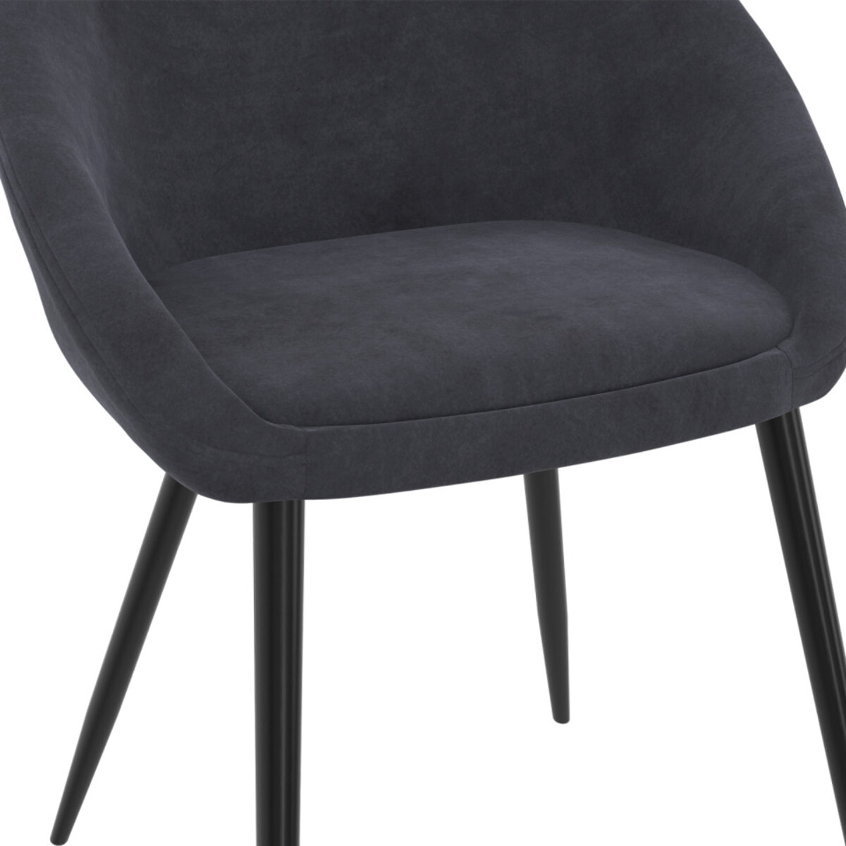Chaises Dory velours gris pieds métal noirs - lot de 4