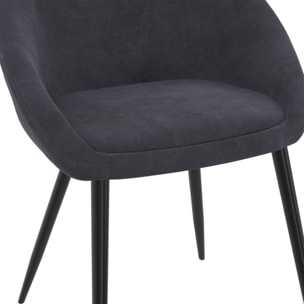 Chaises Dory velours gris pieds métal noirs - lot de 4