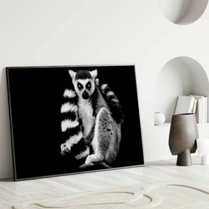 Affiche encadrée lémurien en noir et blanc Affiche + cadre en métal - Noir