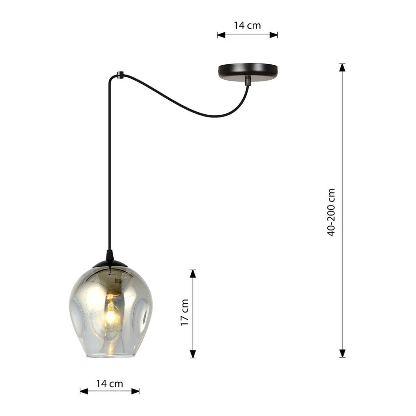 Lampada a sospensione LEVEL in acciaio nero e vetro grafite