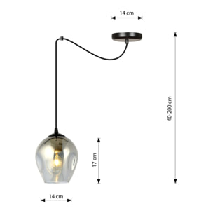 Lampada a sospensione LEVEL in acciaio nero e vetro grafite