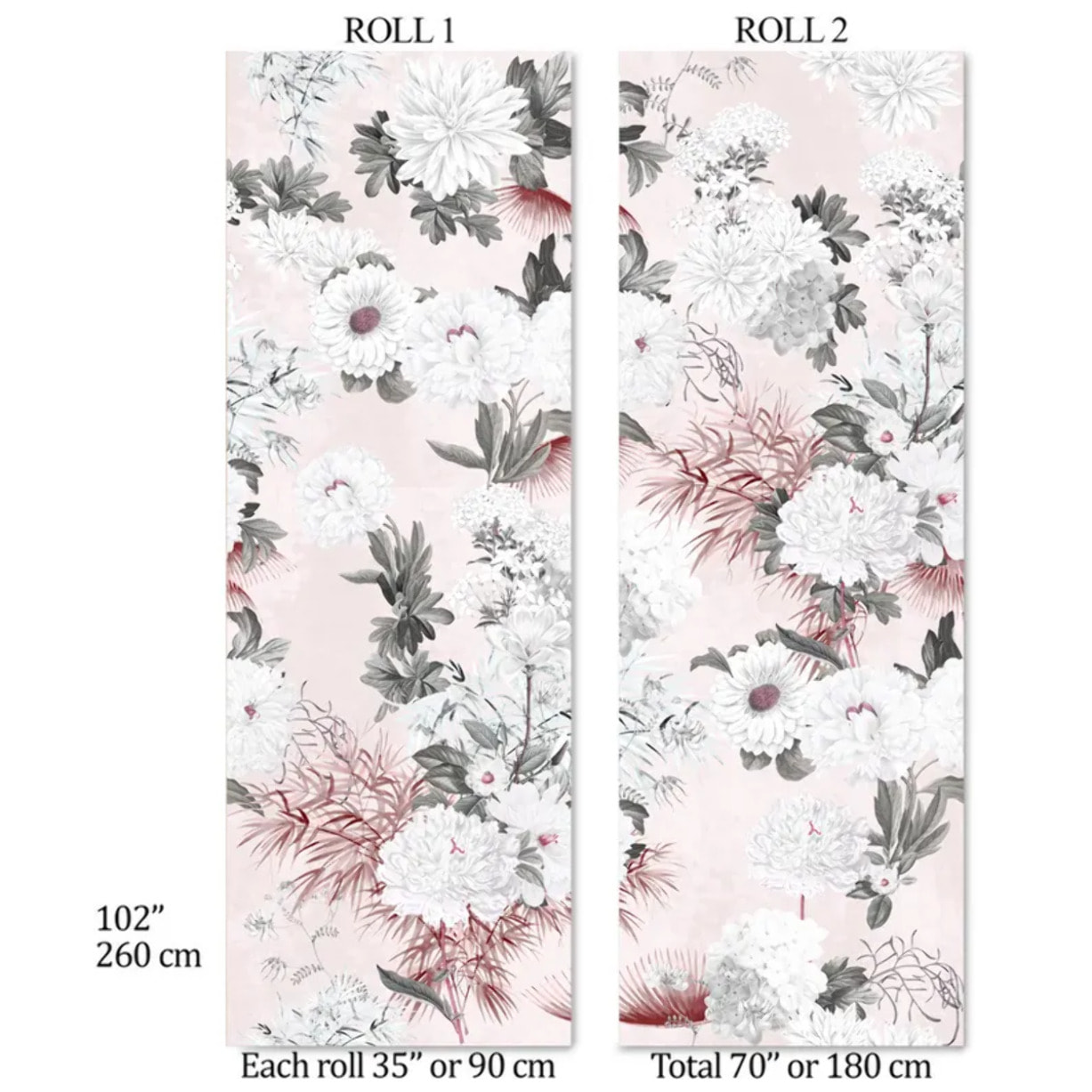 Carta da Parati Floreale Rosa Cipria