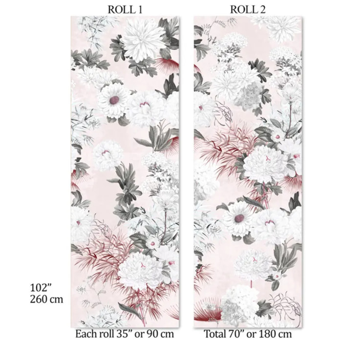 Carta da Parati Floreale Rosa Cipria