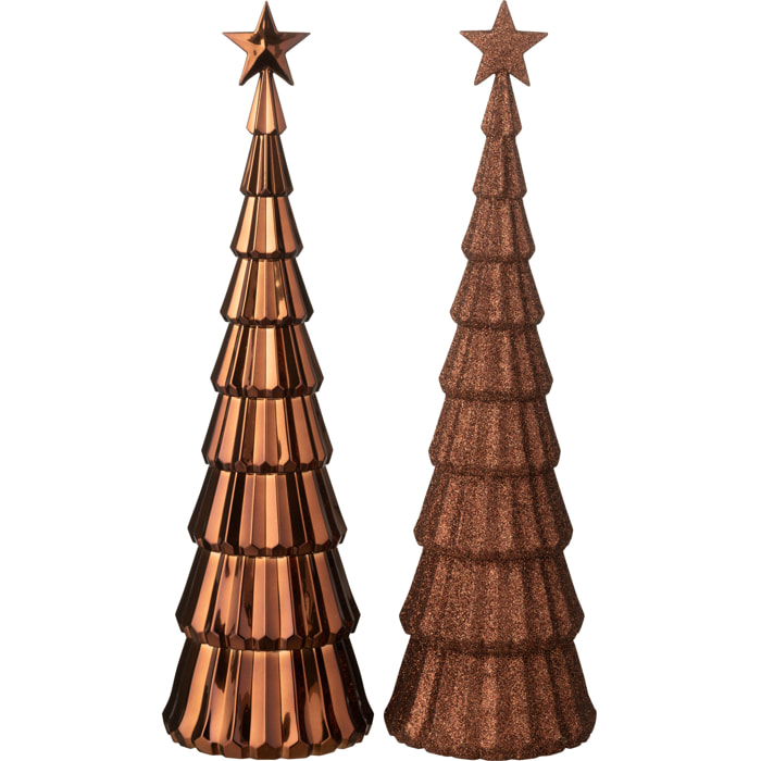 J-Line décoration Sapin de Noël + Étoile - plastique - brun - 2 pièces