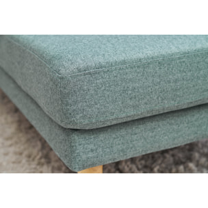 Méridienne scandinave en tissu vert de gris et bois clair massif L190 cm BERTILLE