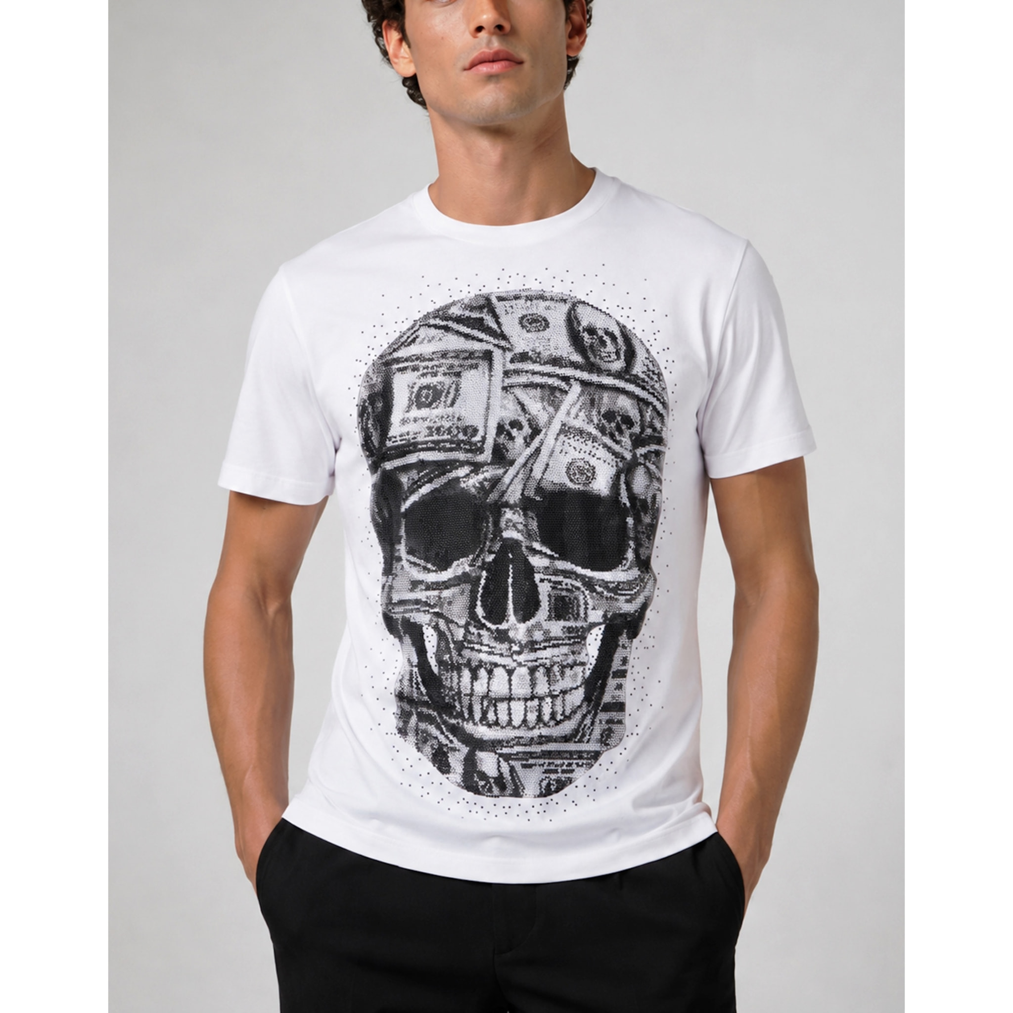 PHILIPP PLEIN Camiseta de cuello redondo y manga corta SKULL