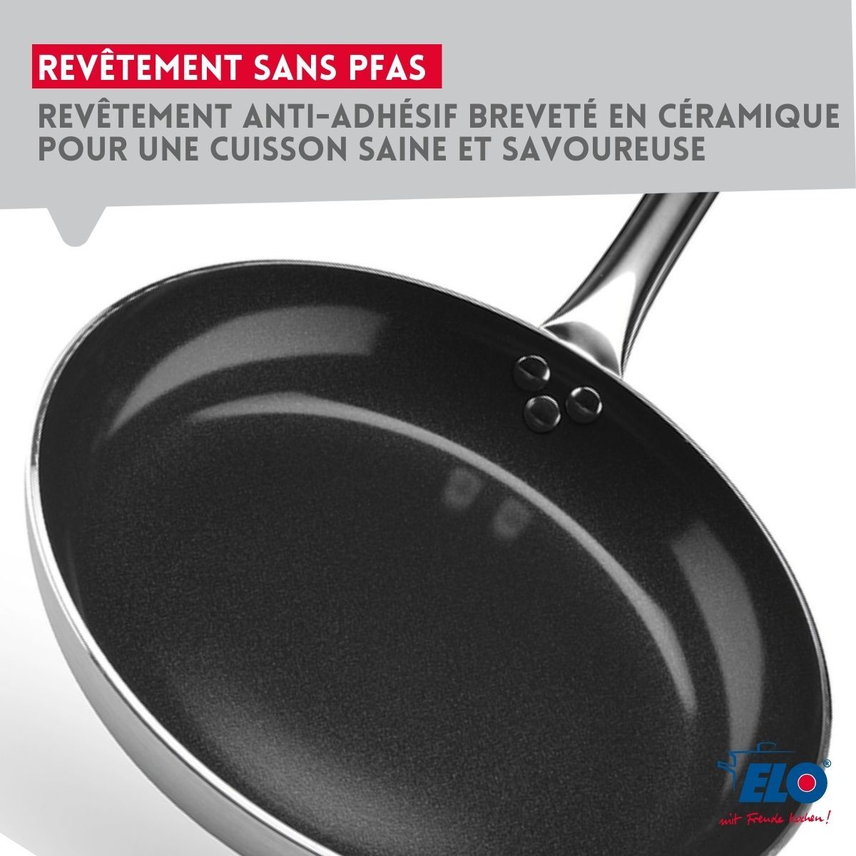 Poêle céramique sans PFAS et son couvercle Elo