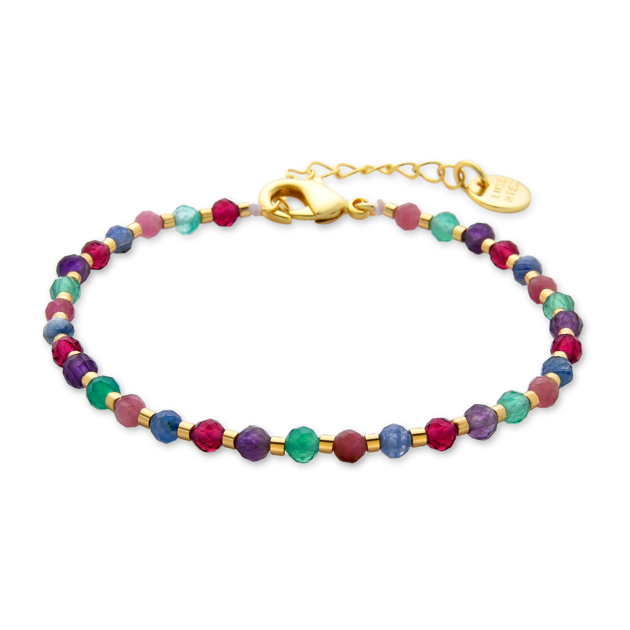Pulsera de Cristal Multicolor acabada en oro amarillo de 18K