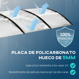 Tejadillo de Protección contra Sol y Lluvia para Puertas Ventanas Marquesina de Techo Diseño Moderno Aleación de Aluminio Duradero 90x295x23,5 cm Transparente