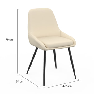 Chaises Ornella tissu beige pieds métal noirs - lot de 2